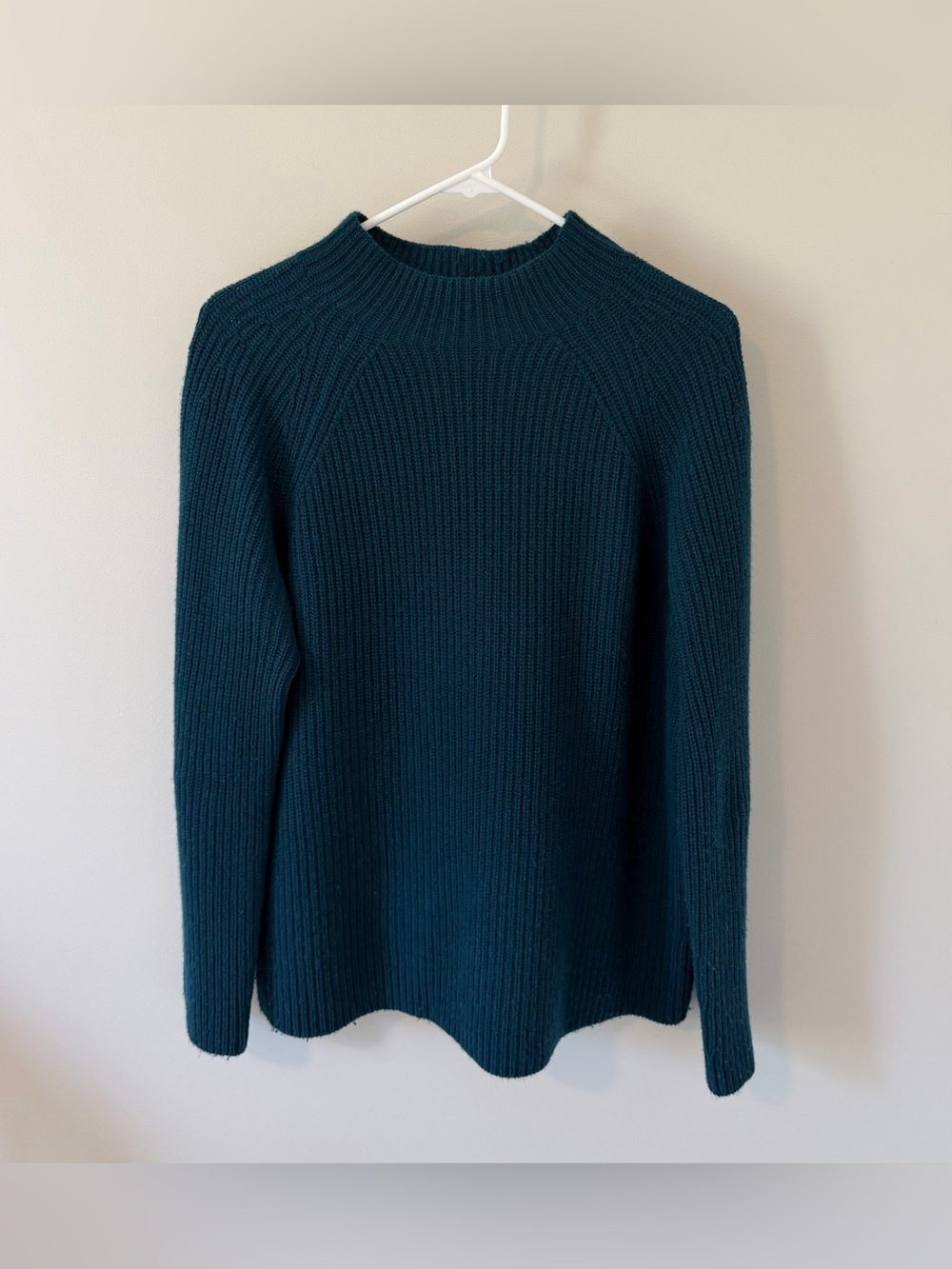 Vince Women’s Wool Cashmere Ribbed Mock Neck Sweater Teal Size Medium